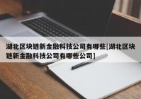 湖北区块链新金融科技公司有哪些[湖北区块链新金融科技公司有哪些公司]