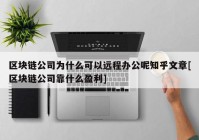 区块链公司为什么可以远程办公呢知乎文章[区块链公司靠什么盈利]